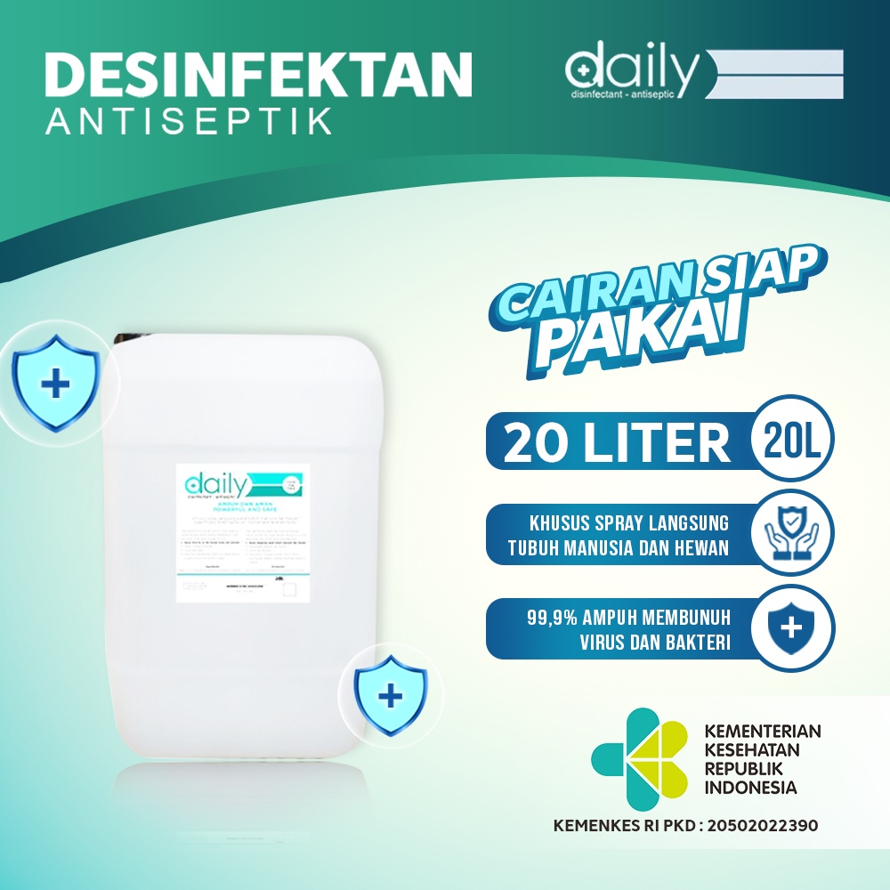 DESINFEKTAN CAIRAN ANTISEPTIK DAILY DISINFEKTAN DISINFECTANT 20 LITER REFILL SIAP PAKAI DAN AMAN DI KULIT