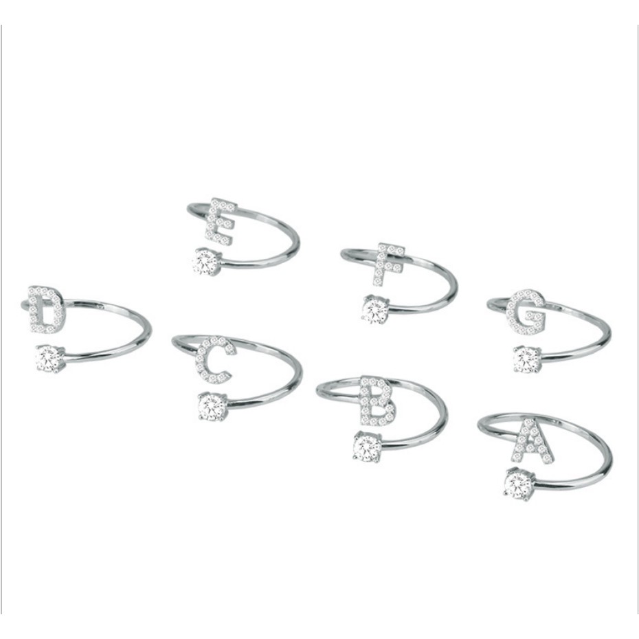 Grosir - 432 (N - Z) Cincin Huruf Silver Stainless / Fashion Style / Set Perhiasan Wanita