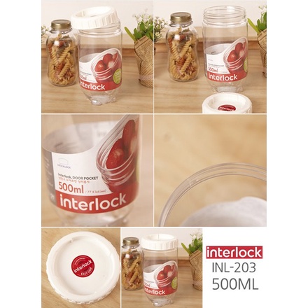 LOCK &amp; LOCK LOCK&amp;LOCK INL203 / INL 202  Interlock Round Container Toples 500 ml / 280 ml