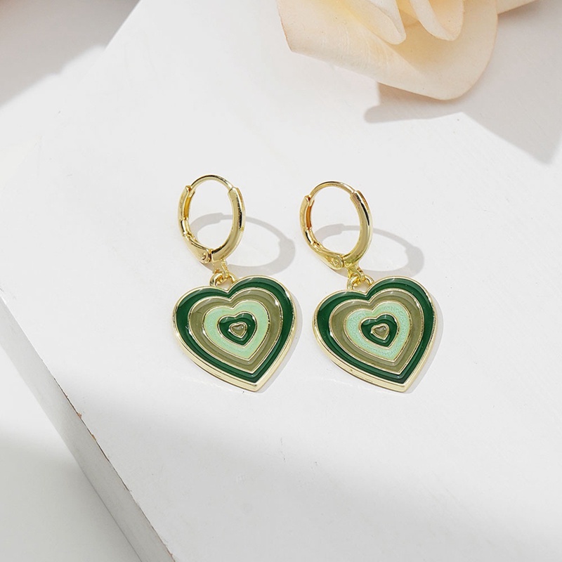 Anting Menjuntai Multi Layer Bentuk Hati Warna-Warni Bahan Enamel Y2K Untuk Wanita