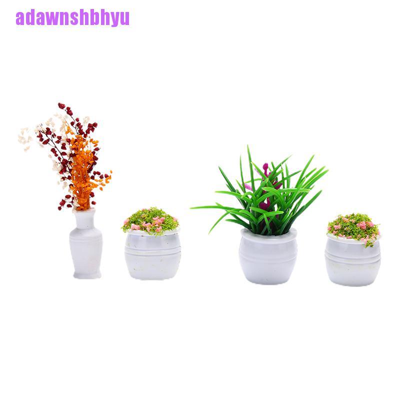 2pcs Pot Tanaman Hijau Mini Skala 1: 12 Untuk Aksesoris Rumah Boneka