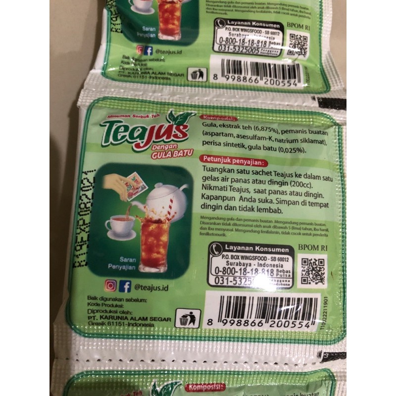 TEAJUS Minuman Serbuk Tea Jus Teh 1 renteng isi 10 sachet