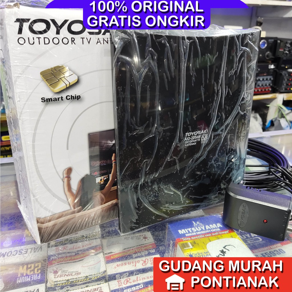 Antena TV Toyosaki AIO 220 Indoor / Outdoor Luar dalam rumah Smart chip digital analog bersih bening