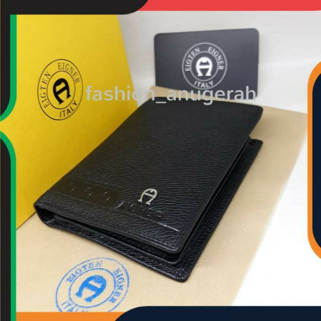 Dompet Lipat Pria Wanita AIGNER Dompet Kulit Asli Pendek Import 251-05