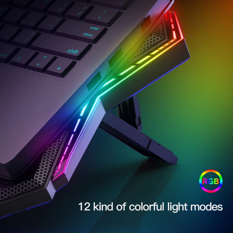 COOLCOLD Notebook Cooler Pad Laptop RGB Ultra Thin Radiator Cooling Base - K40 - Black