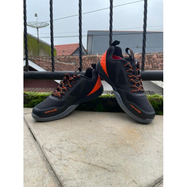 Sepatu Badminton Lining Cloud Ace G8 Black Orange (Original)