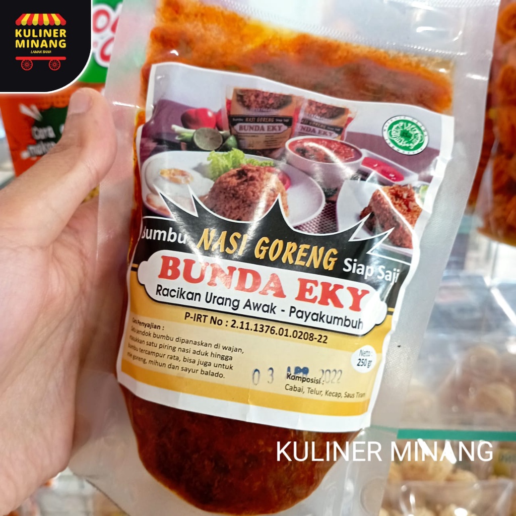 

Bumbu nasi goreng bunda Eky ASLI Original 250g Oleh-Oleh Cemilan Makanan Khas Payakumbuh Padang Asli Jajanan Snack Kuliner Minang Kabau AX00