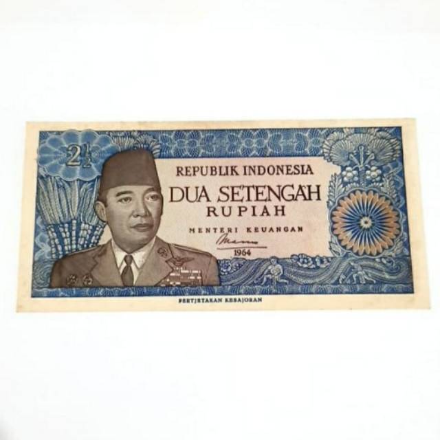 Uang Kertas Kuno Seri Soekarno Percetakan Negara 2.5 Rupiah 1964 UNC