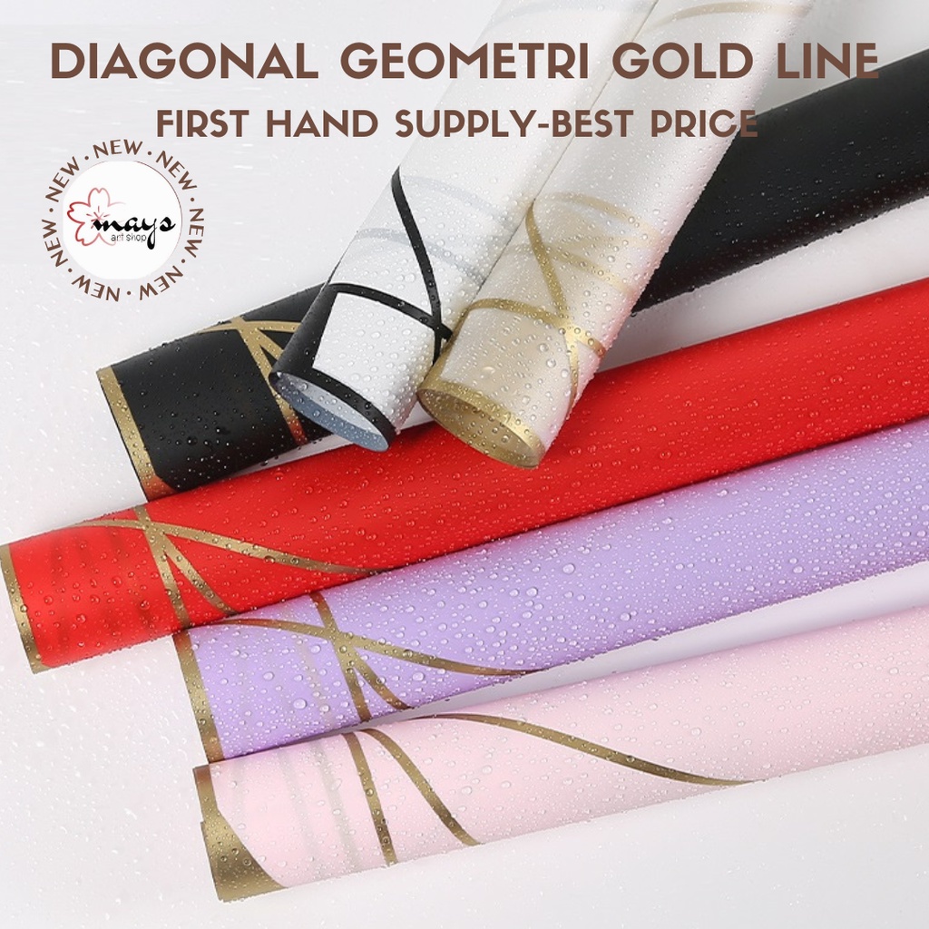 

Kertas Buket Bunga Flower Wrapping Diagonal Geometri Gold List - Flower Wrap Paper Cellophane Gold Line Frame Bingkai Emas - Floral Wrap Geometris Flower Bouquet Bungkus Bucket Ecer Waterproof Korea Style 58 x 58 cm Murah