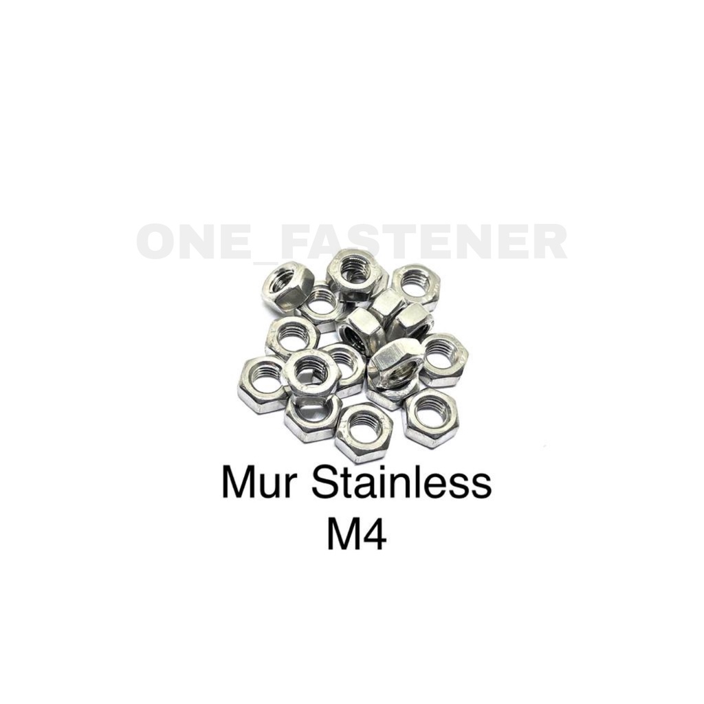 100 pcs Mur M4 Stainless Steel 304 4mm 4mili hex nut Anti Karat Food Grade