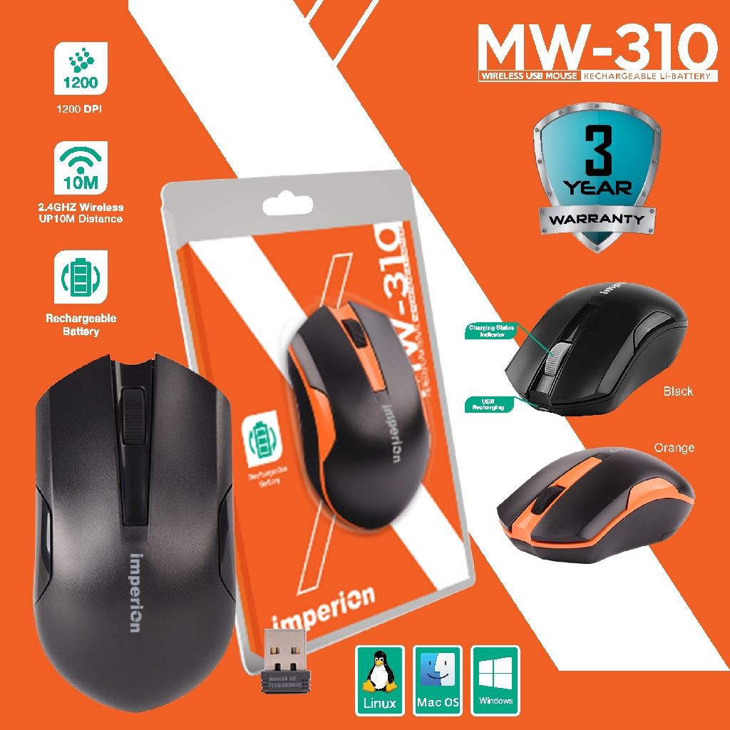 Mouse usb wireless imperion mw-310 rechargeable battery - Mouse wireless imperion mw310