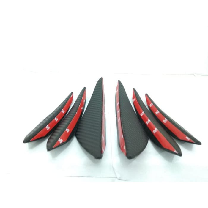 Karet Body Mobil Pelindung Body Front Bumper Fins Lip Carbon 1set 6PC