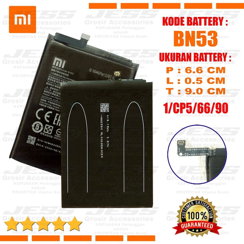 Baterai Original Xiaomi Redmi Note 9 Pro - Note 10 Pro - Pocophone Poco M2 Pro Kode Battery BN53 BN-53