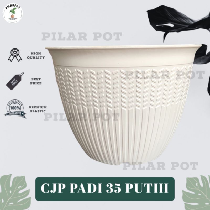 pot bunga tanaman cjp padi 35cm putih - CJP PADI 35 PUTIH 9935