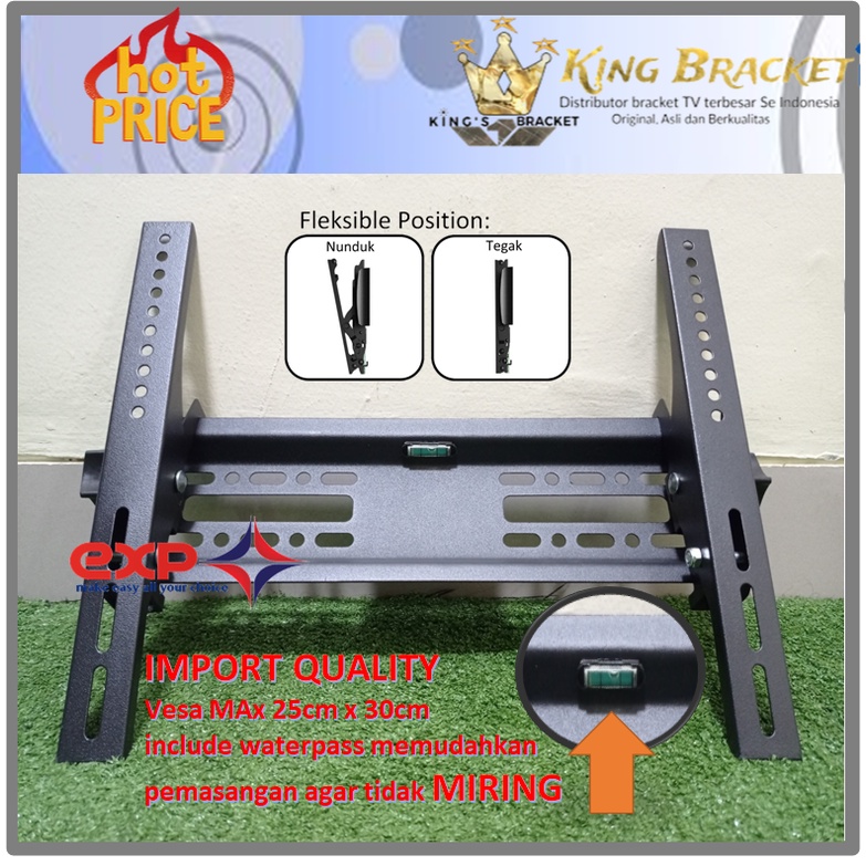 Bracket TV AQUA 21&quot; s/d 43&quot; waterpass GARANSI 100% COCOK!!! IMPORT QUALITY