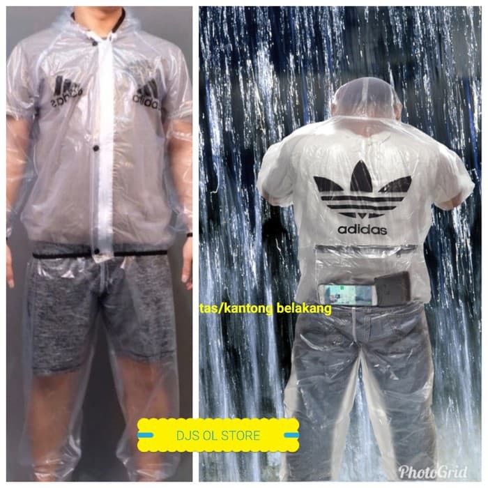 ZN447 Jas Hujan Jaket Celana Raincoat Adidas - Jaket Hujan Baju Sauna Adidas