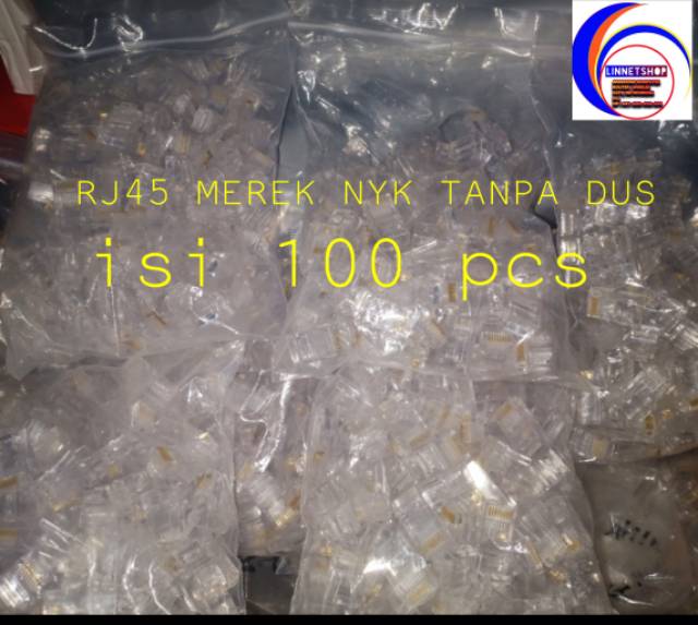 Konektor Rj45 Lan / Rj 45 isi 100 pcs untuk cat5e merk random