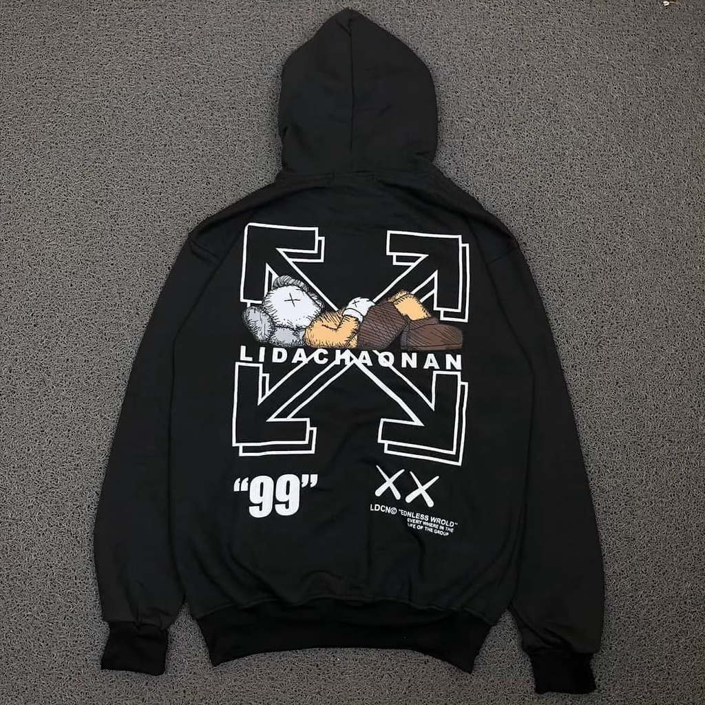 ASTROB.ID JAKET SWEATER HOODIE PULLOVER OFF WHITE X UNIQLO BLACK PREMIUM ORIGINAL FULL TAG LABEL/HOO