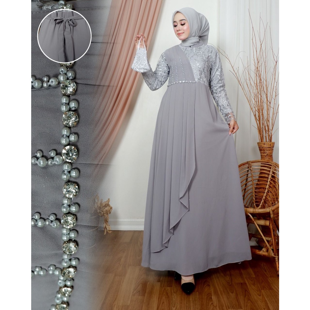 Gamis Amirra || [COD] Bayar di Tempat || Gamis Wisuda Remaja Terbaru || Terlaris Gamis Pesta Tille Tuton Premium Kombinasi Cerutty || Gamis Seragam Pesta Modern 2022