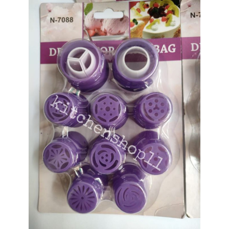 Spuit Rusia / alat penghias kue / spuit rusia plastik set 8pcs / decorator cake set 8 pcs