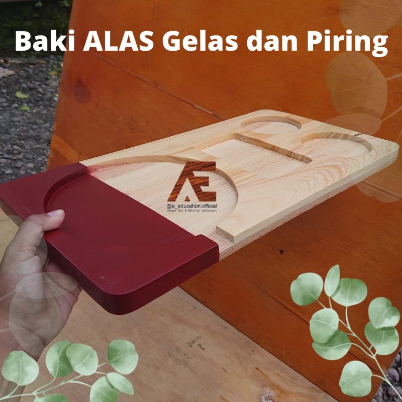 Baki Alas Gelas Dan Piring kayu pinus
