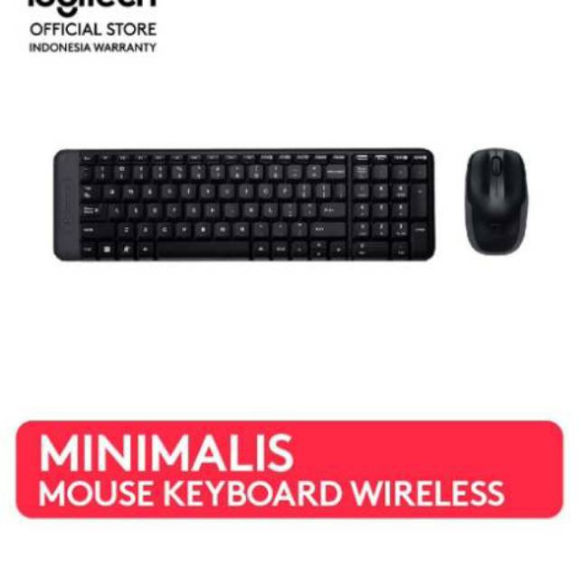 Logitech MK215 wireless keyboard and mouse combo original resmi - Hitam