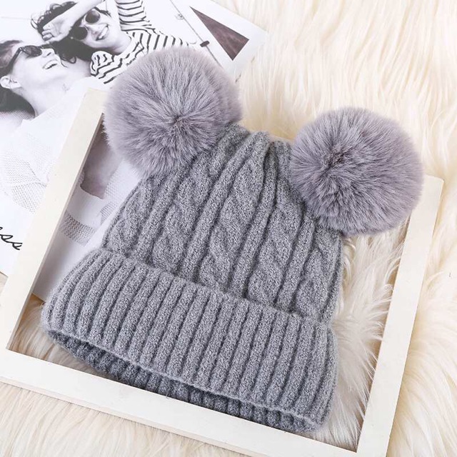 TWO POM POM BEANIE #1403