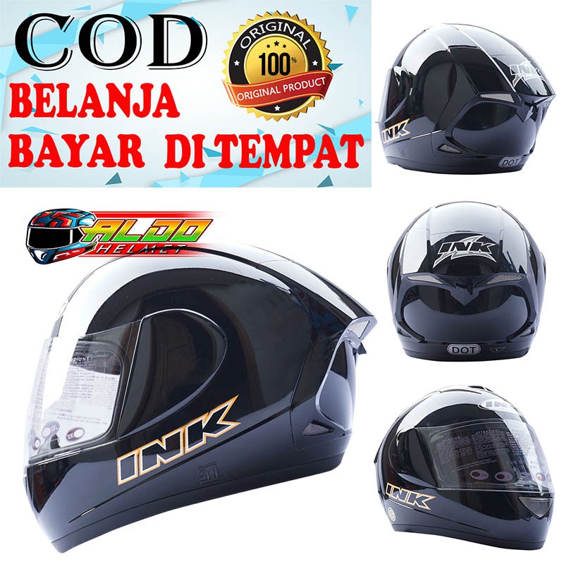 INK CL MAX POLOS BLACK METALIC ORIGINAL HELM FULL FACE CEWEK COWOK TERBARU