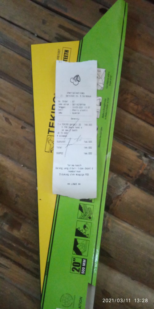 Tekiro Gergaji 20inch Tpr 2mata Hand Saw 2 Teeth Original