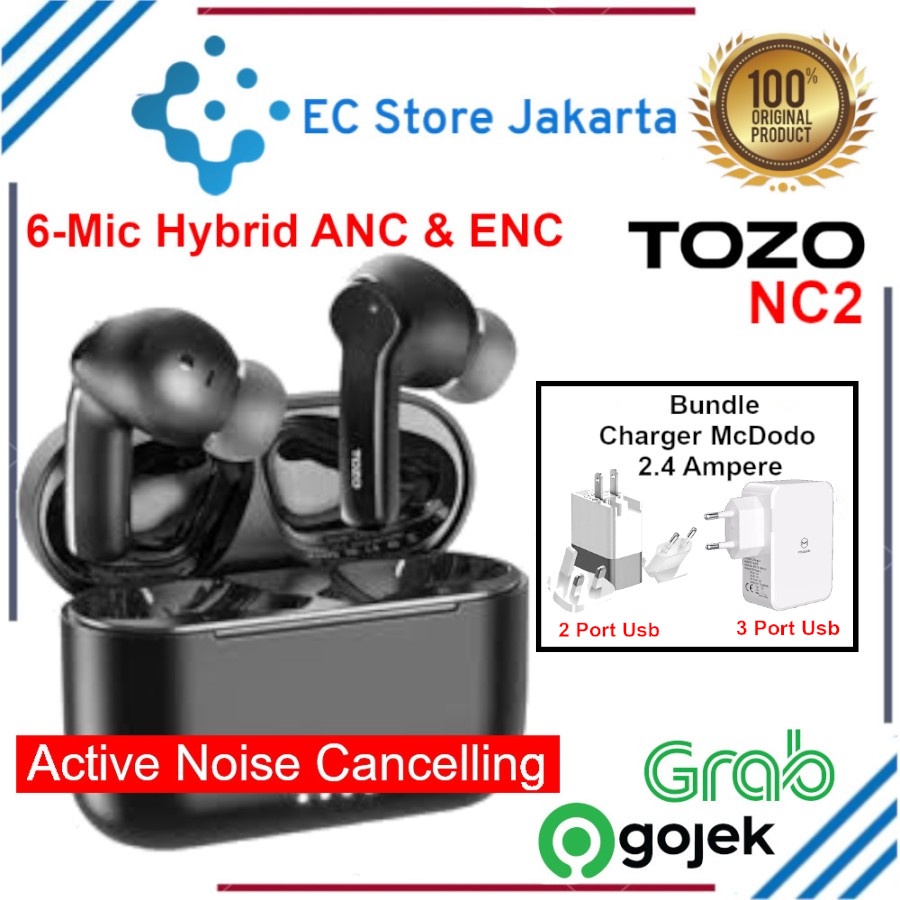 TOZO NC2 Hybrid ANC TWS Wireless Earbuds IPX6 Bluetooth 5.2 Earphones