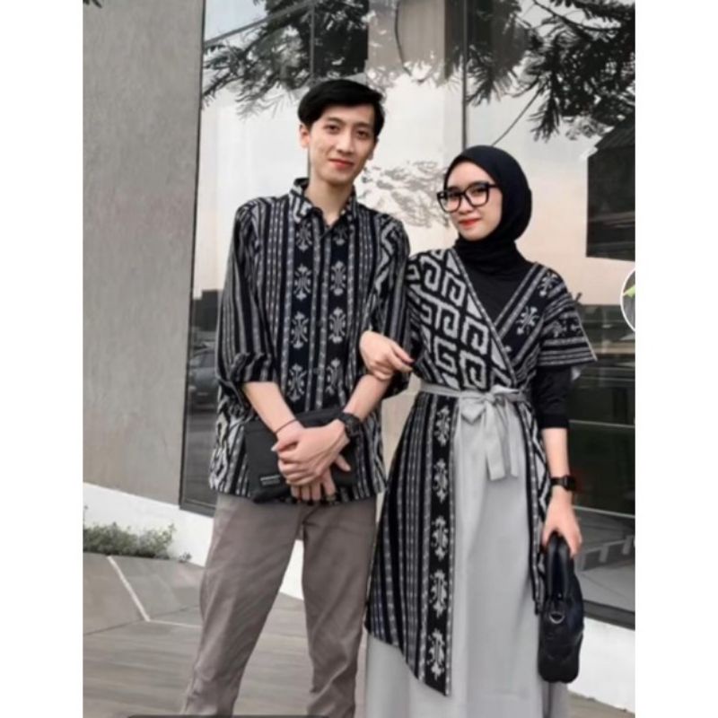 Couple tenun Toraja hitam - dress kondangan - Couple tenun songket - dress pesta - baju couple prewe
