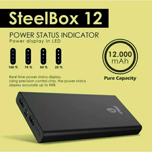 ORIGINAL Original UNEED SteelBox 12 Powerbank 12000mAh Dual Port Real Capacity 001