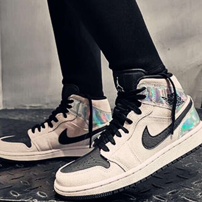 NIKE AIR JORDAN 1 MID DIRTY POWDER IRIDESCENT