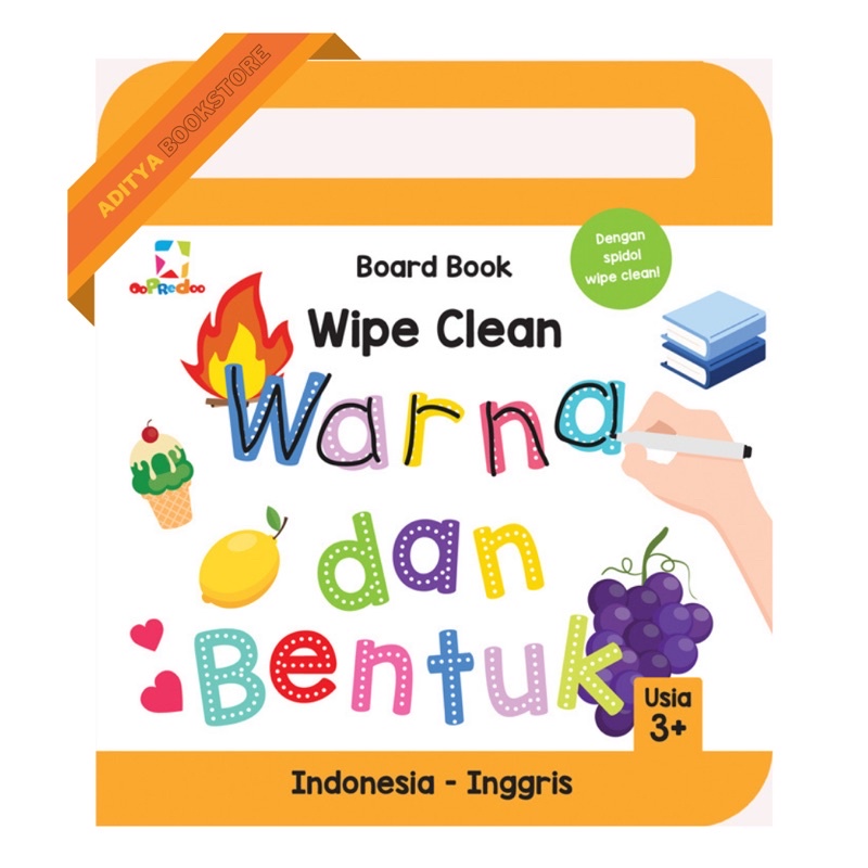 Opredo Board Book Wipe Clean: Warna & Bentuk