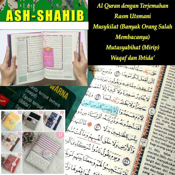 Quran Ash Shahib Mushaf Rasm Utsmani Waqaf Ibtida Terjemahan A4 Besar