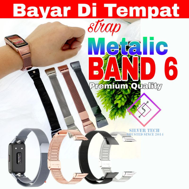 Silvertech Metalic Strap Kompatible For Huaweii Band band 7 dan band 6 Strap Metalic Tali Jam Metalic Band 6 Honorr