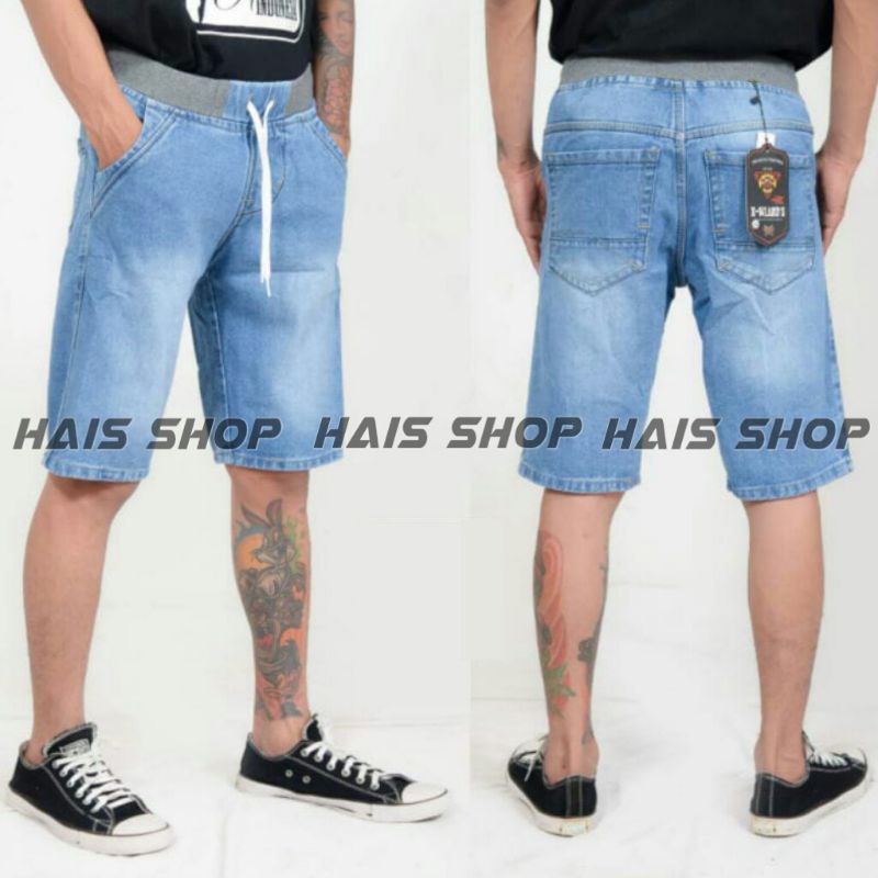 NEW READY.!!!.CELANA RIP JEANS PENDEK PINGGANG KARET_CELANA JEANS PENDEK PINGGANG MELAR_Hais Shop