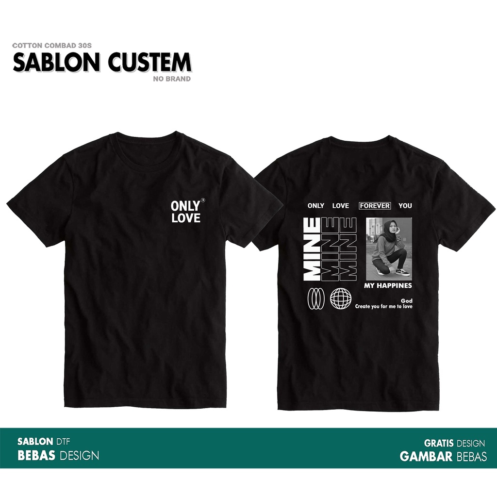 Custom Kaos Desain Aesthetic kastem / Kaos polos Bucin / Bisa ganti foto kamu / Kaos Desain Kamu / Sablon DTF / Kaos custem