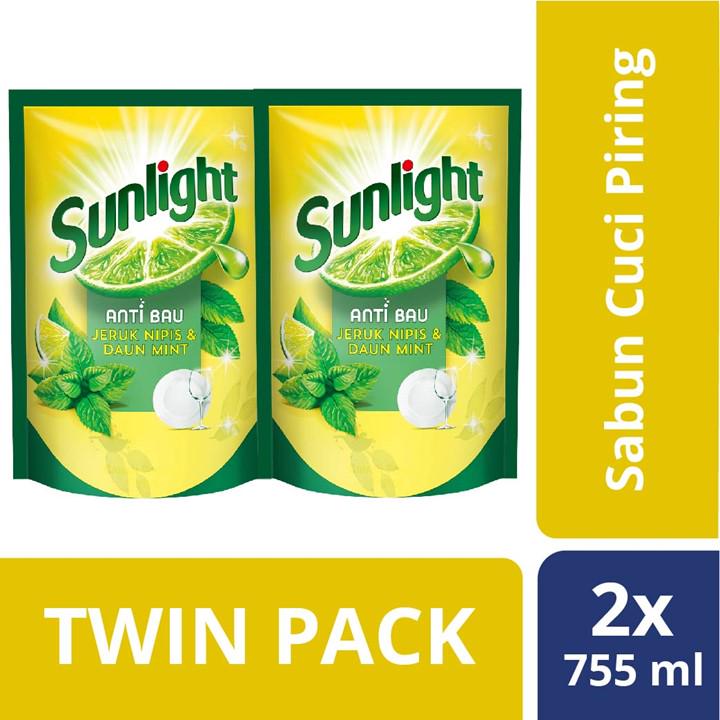 Harga Grosiran Sunlight Sabun Cuci Piring Mint Refill 755Ml Twinpack COD
