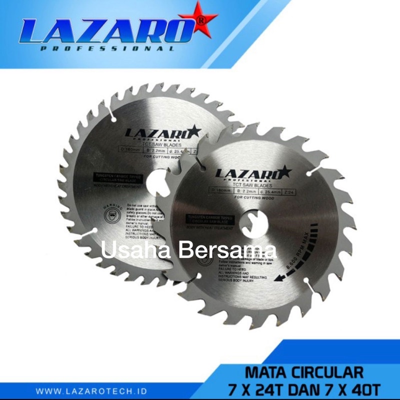 Mata Potong 7” x 40T Gergaji Kayu Circular TCT Saw Blade Lazaro 7 inch 40T / 7" X 40T