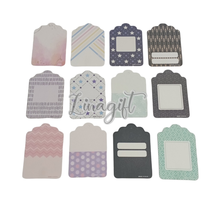 ( Lsn 12 Pc ) SANWA GIFT CARD CLASSIC - HANG TAG SANSAN WAWA / KARTU UCAPAN STARS POLKADOT SALUR- GREETING CARD CLASSIC STARS