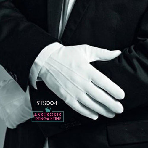 [BISA COD] AKSESORIS PESTA PUTIH WEDDING GLOVES SARUNG TANGAN PENGANTIN PRIA STS004