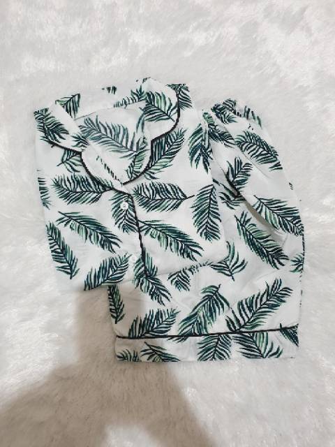 Baju Tidur Piyama Wanita/Cewek Pajamas Dewasa Katun Motif Coco Daun Hp