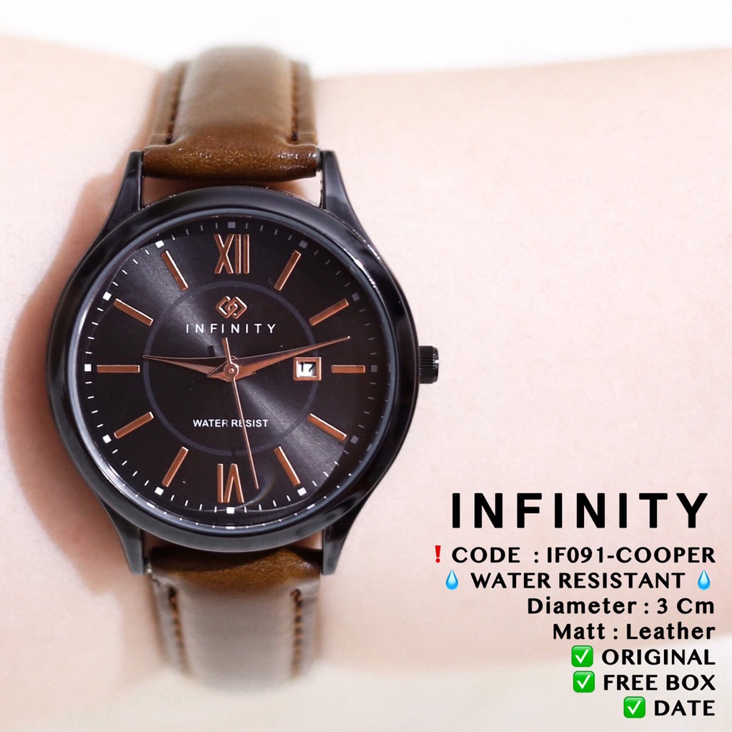 Jam tangan pria / wanita INFINITY original kulit tanggal aktif free box IF070