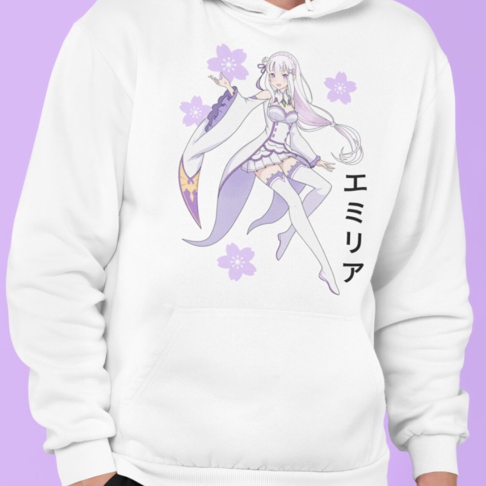 Hoodie Emilia Rezero Anime manga unisex