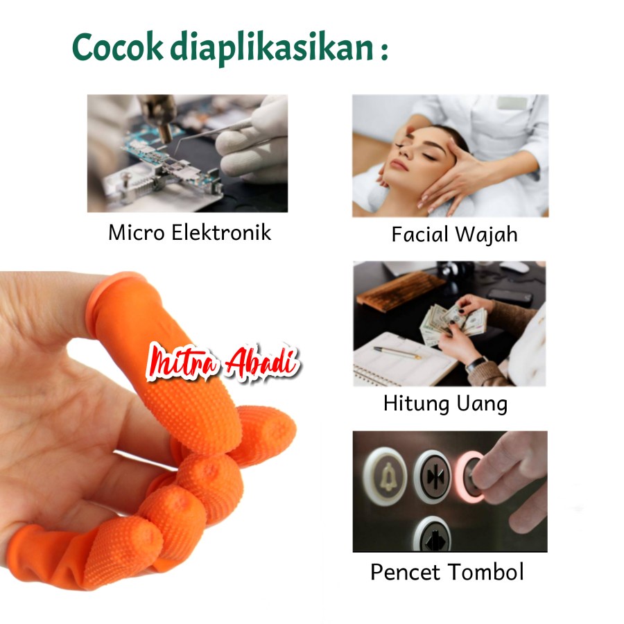 1 PCS Sarung Jari Tangan Karet / Lateks - Latex Rubber Fingers Glove