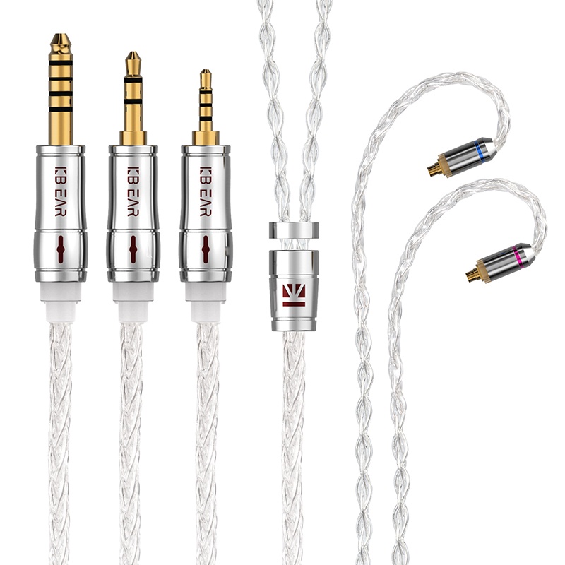 Kbear Limpid Pro 8Core Kabel Earphone HIFI Warna Silver Untuk KBEAR KS1 KS2 Lark KZ IEMS