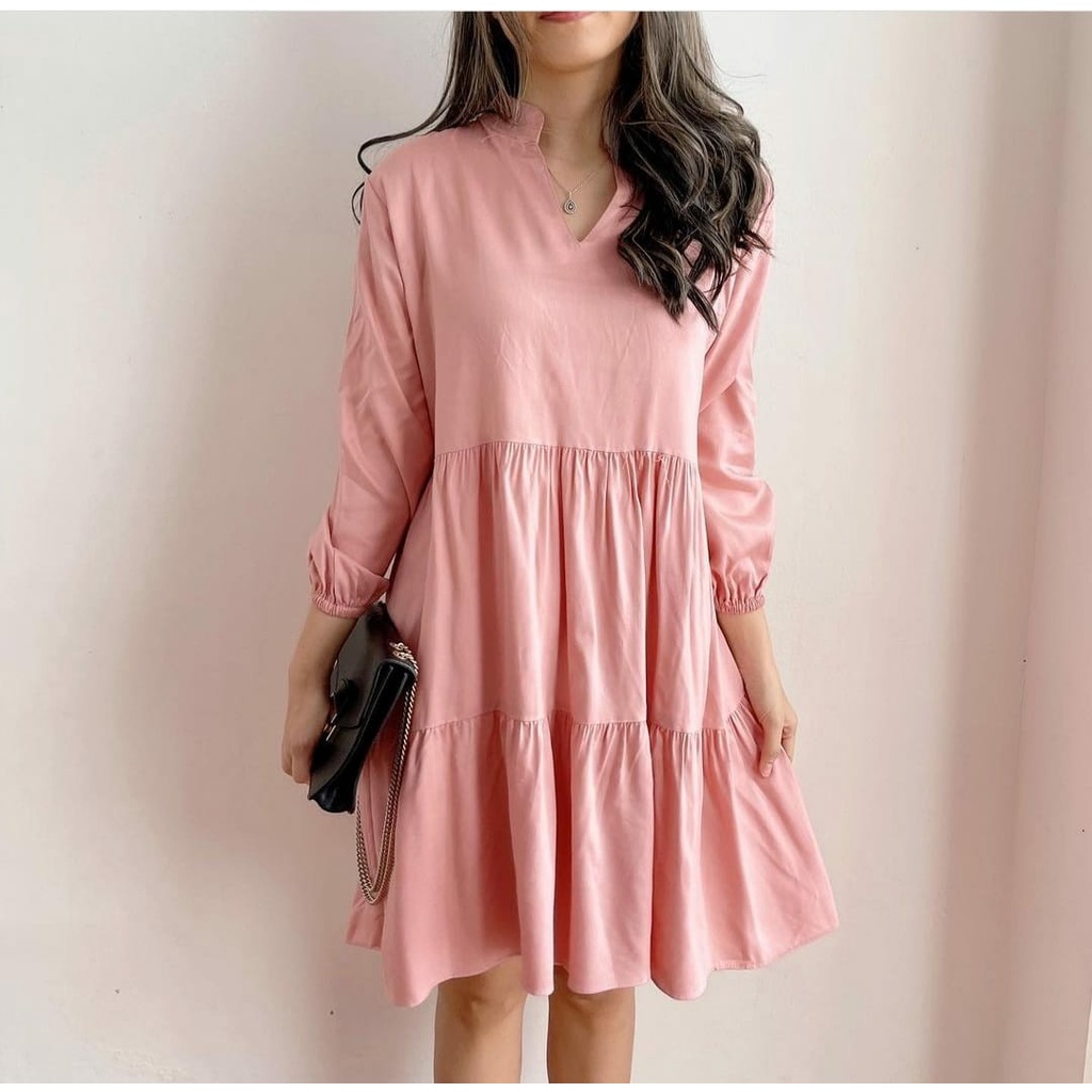 WSE390 - Dress Bianca Atasan Wanita Dress Wanita Tunik Wanita UK Fit L To XL LD 100 CM PJ 90 CM Mosscrepe PREMIUM QUALITY