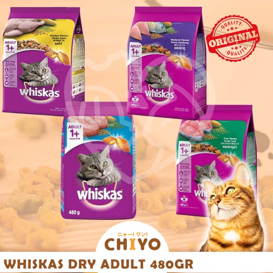 WHISKAS DRY ADULT 480GR - MAKANAN KUCING