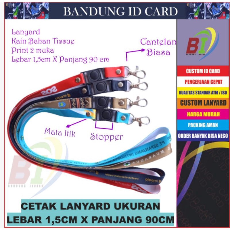 

TALI LANYARD ID CARD CUSTOME 1,5CM 2 SISI/CETAK LANYARD PRINTING SUBLIM DESAIN BEBAS